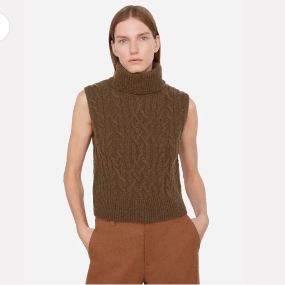 Vince Women's Twisted Cable Shell Sweater 100% Wool